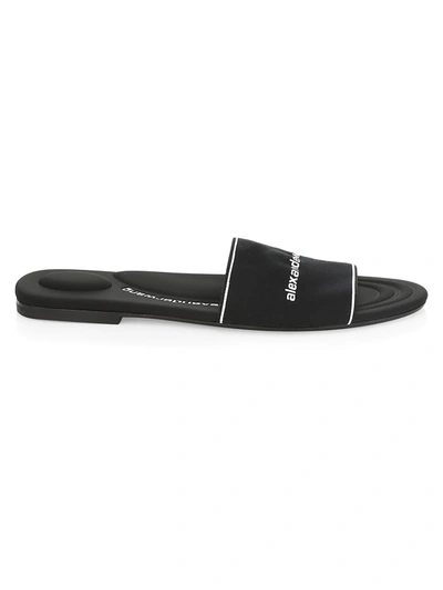 Shop Alexander Wang Kyra Logo Elastic Flat Sandals In Black