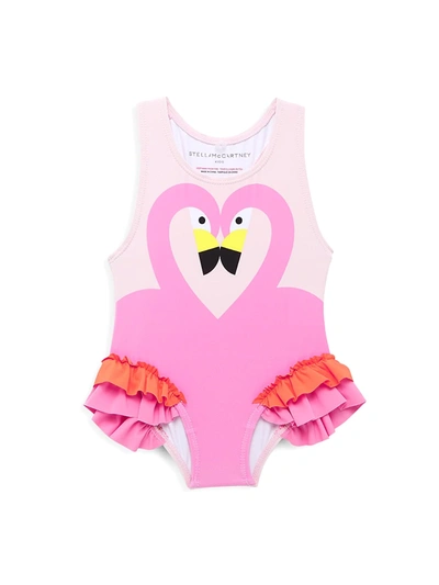 Shop Stella Mccartney Baby Girl's Flamingo One-piece Swimsuit In Pink
