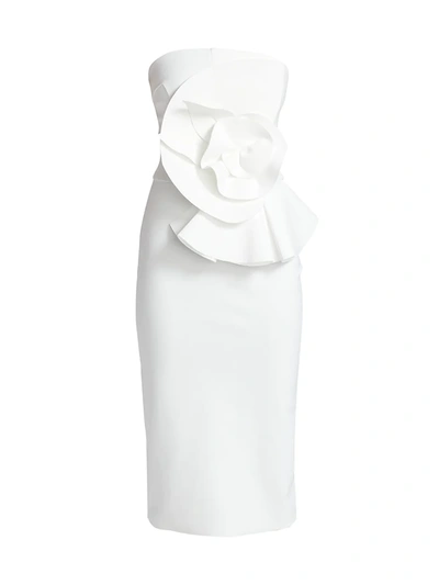 Shop Chiara Boni La Petite Robe Women's Hebe Strapless Ruffle Sheath Dress In White