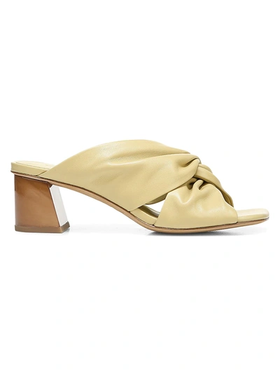 Shop Vince Denise Twist Leather Mules In Barley