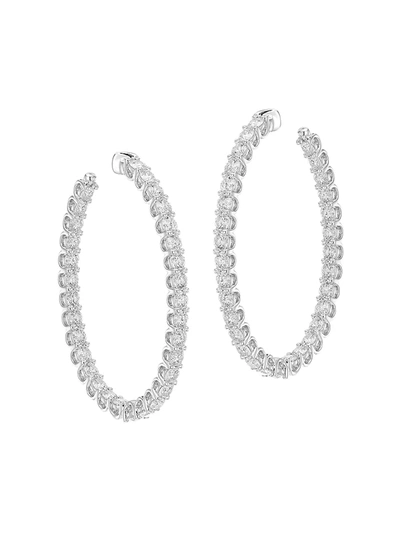 Shop Hearts On Fire Women's 18k White Gold & Diamond Inside-out Hoop Earrings
