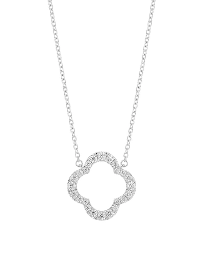 Shop Hearts On Fire Women's 18k White Gold & Diamond Medium Petal Pendant Necklace