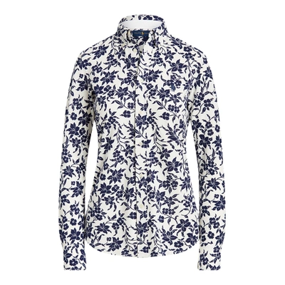 Shop Ralph Lauren Floral Cotton Button-down Shirt In Navy/cream Floral