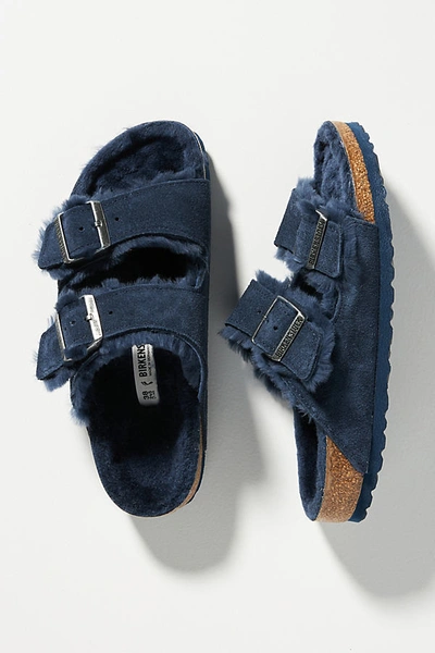 Shop Birkenstock Arizona Shearling-lined Sandals In Blue