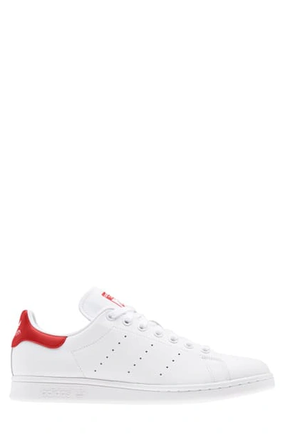 Shop Adidas Originals Stan Smith Sneaker In White/ White/ Lush Red