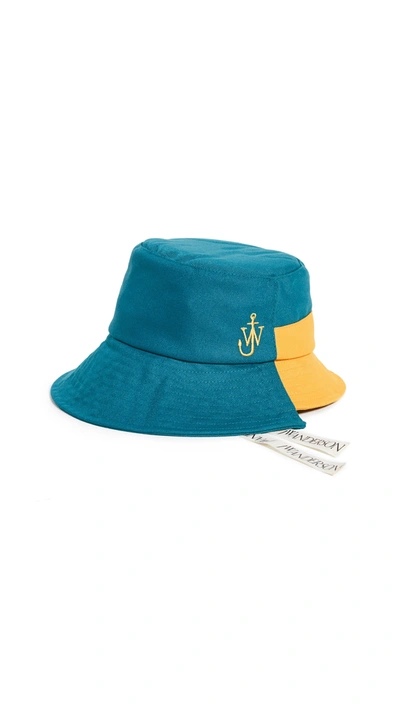 Shop Jw Anderson Asymmetric Bucket Hat In Blue/yellow