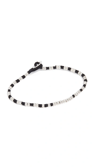 Shop Mikia Silver Beads Bracelet In Jet