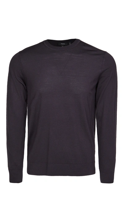 Shop Theory Crew Neck Pullover In Dk Eggplant
