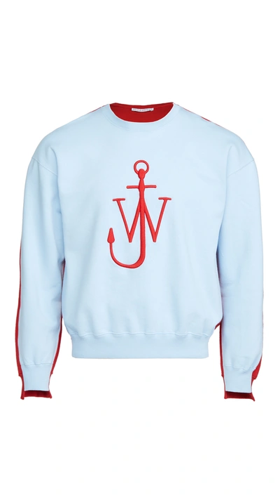 Shop Jw Anderson Deconstructed Fleece Back Sweatshirt In Red/blue