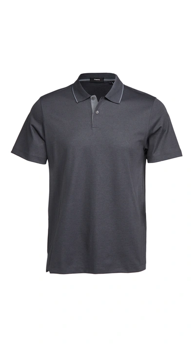 Shop Theory Current Pique Standard Polo Shirt In Charcoal/dove
