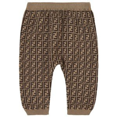 Shop Fendi Brown Ff Knit Trousers