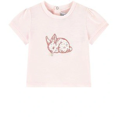 Shop Tartine Et Chocolat Pink Bunny Baby T-shirt In Blue