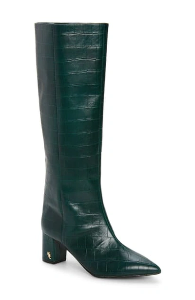 Kurt Geiger Burlington Croc Embossed Boot In Dark Green Croc | ModeSens