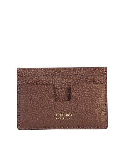 Shop Tom Ford Branded Card Holder In Brown