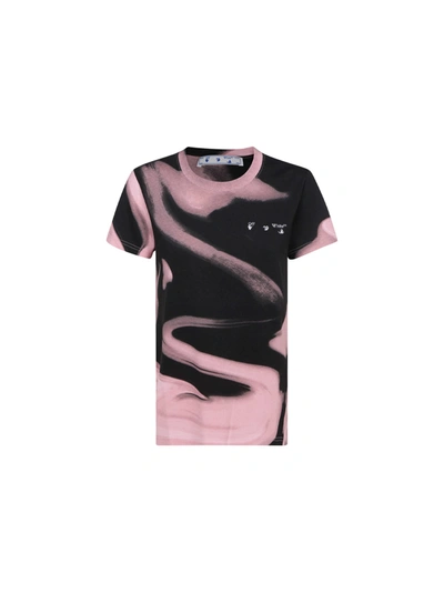 Shop Off-white T-shirt In Black/pink