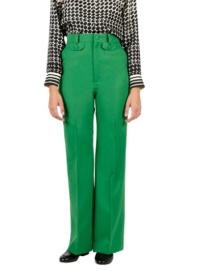 Shop Gucci Flare Pants In Wool Twill In Green