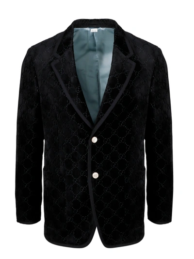 Shop Gucci Gg Velvet Jacket In Black