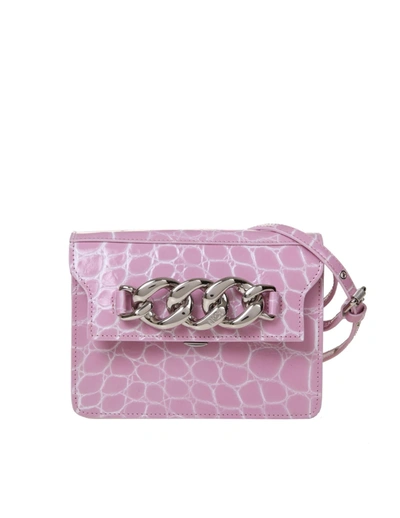 Shop N°21 N ° 21 Draft Shoulder Bag In Crocodile Effect Leather In Pink