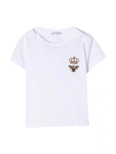 Shop Dolce & Gabbana White Newborn T-shirt In Bianco