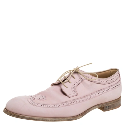 Pre-owned Louis Vuitton Pink Brogue Nubuck Leather Melrose Derby Size 43