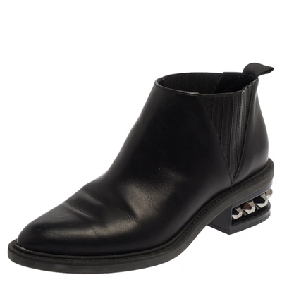 Pre-owned Nicholas Kirkwood Black Leather Suzi Studded Ankle Boots Size 39