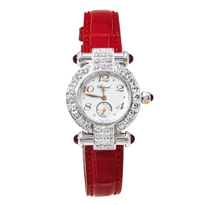 Pre-owned Chopard White 18k White Gold Diamonds Imperiale 39/3157-21 Women's Wristwatch 26mm
