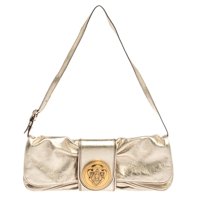 Pre-owned Gucci Metallic Gold Leather Hysteria Clutch Bag
