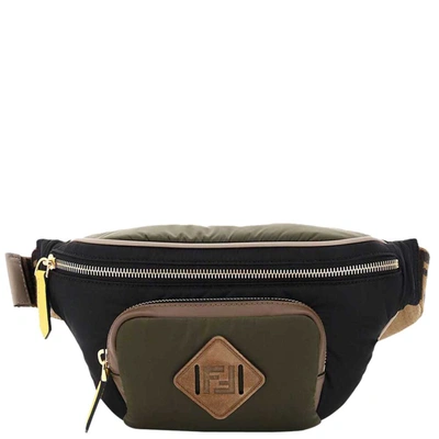 Pre-owned Fendi Navy Green/black Nylon Dolmias Belt Bag In Multicolor