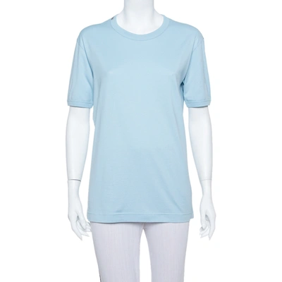 Pre-owned Dolce & Gabbana Blue Cotton Crewneck T Shirt L