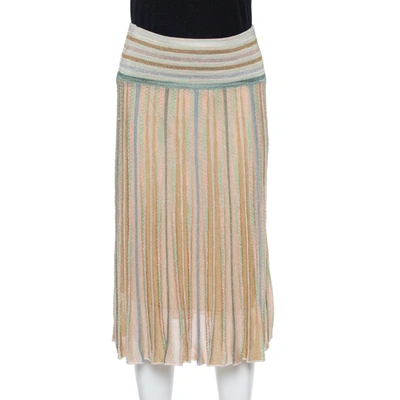 Pre-owned M Missoni Beige Lurex Knit Flared Skirt S