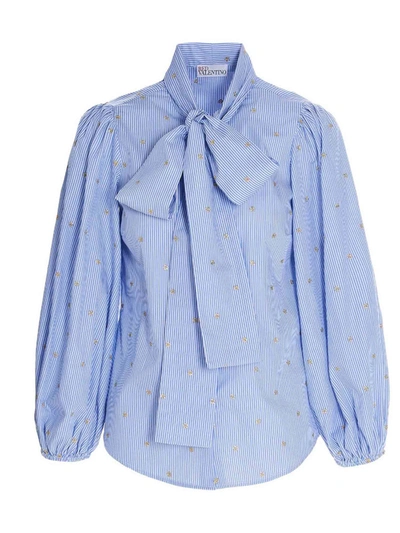 Shop Red Valentino Bow Shirt In Blue In Light Blue