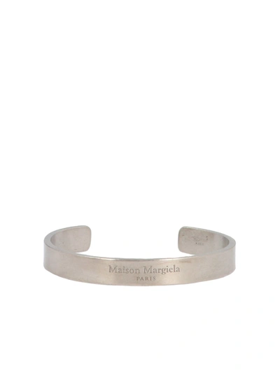 Shop Maison Margiela Logo Lettering Bracelet In Silver Color