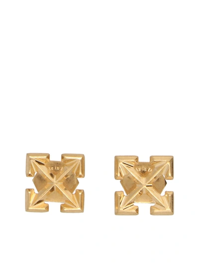 Shop Off-white Arrows Mini Earrings In Gold Finish