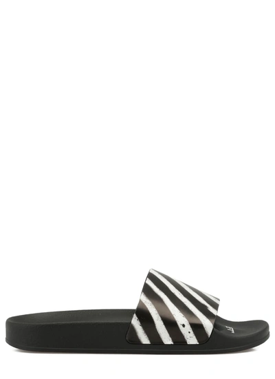 Shop Off-white Striped Slide In Black Whit