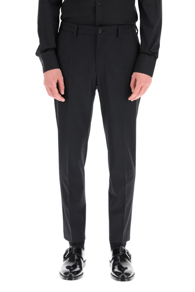 Shop Dolce & Gabbana Casual Trousers In Wool Blend In Nero (black)