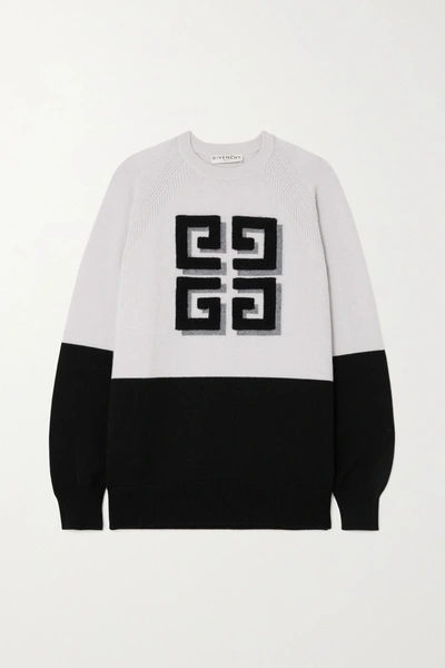 Shop Givenchy Intarsia Cashmere Sweater In Gray