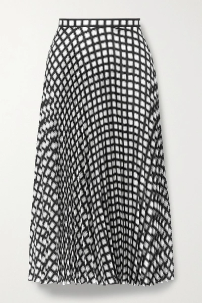 Shop Theory Checked Pleated Twill Skirt In Black