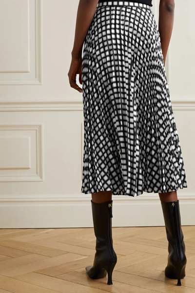 Shop Theory Checked Pleated Twill Skirt In Black