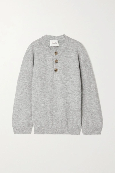Shop Nanushka Lamee Mélange Knitted Sweater In Gray