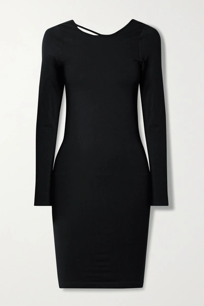 Shop Helmut Lang Cutout Stretch-jersey Dress In Black