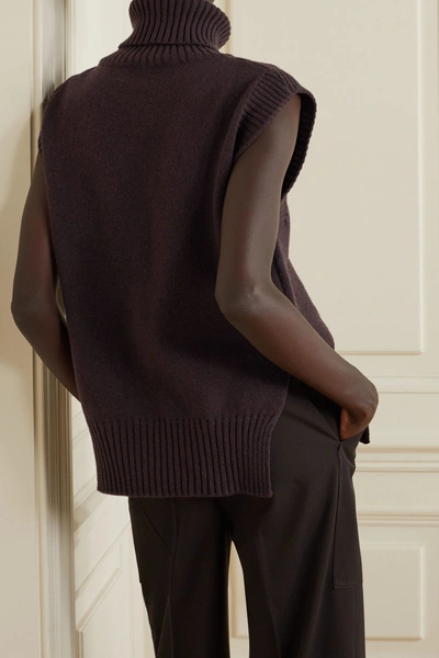 Shop The Frankie Shop Wool-blend Turtleneck Sweater In Dark Brown