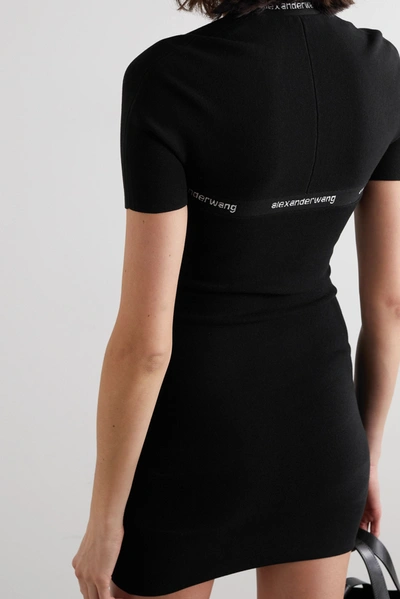 Shop Alexander Wang T Intarsia Stretch-knit Mini Dress In Black