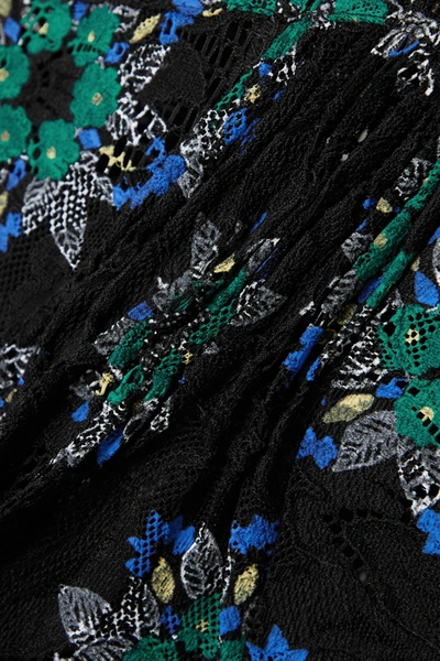 Shop Paco Rabanne Floral-print Lace Turtleneck Maxi Dress In Black