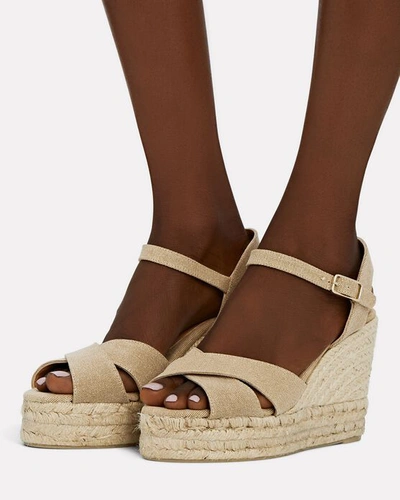 Shop Castaã±er Blaudell Espadrille Wedge Sandals In Beige