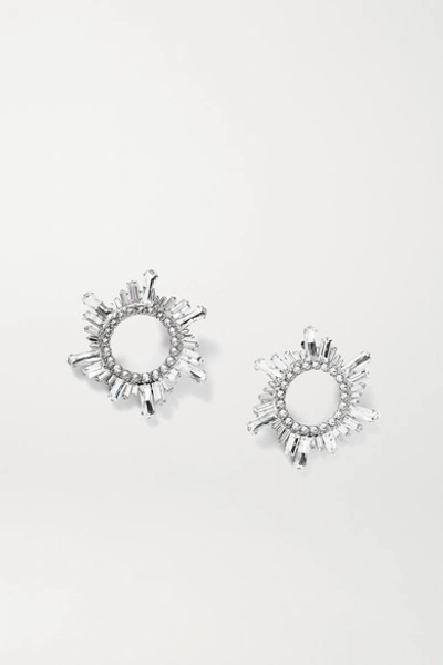 Shop Amina Muaddi Begum Silver-tone Crystal Earrings