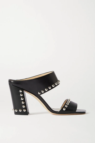 Shop Jimmy Choo Matty 85 Studded Leather Sandals In Black