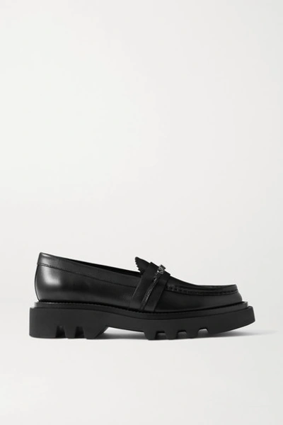 Shop Givenchy Elba Logo-embellished Leather Platform Loafers In Black