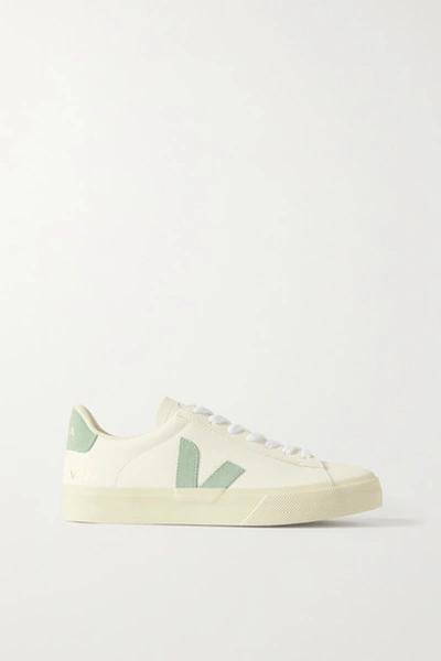Shop Veja + Net Sustain Campo Suede-trimmed Leather Sneakers In White