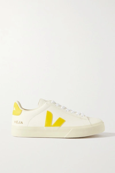 Shop Veja + Net Sustain Campo Suede-trimmed Leather Sneakers In White