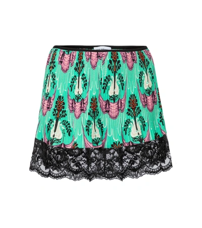 Shop Rabanne High-rise Floral Jersey Shorts In Green